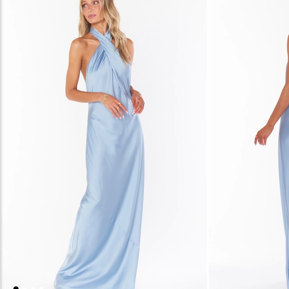 Steel Blue formal halter neck dress